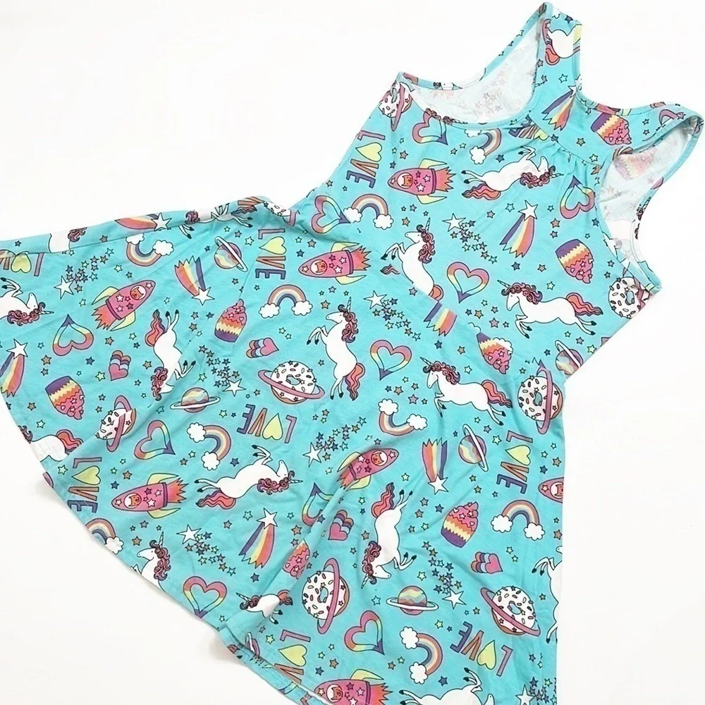The Children's Place girls unicorn/rainbow print dress
